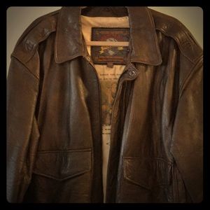 Brown Leather Bomber